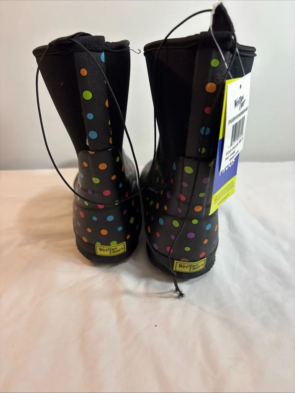 Western Chief Women’sWaterproof Polka Dot Rain Boots - Black with Multicolor Dot